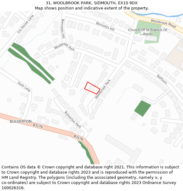 31, WOOLBROOK PARK, SIDMOUTH, EX10 9DX: Location map and indicative extent of plot