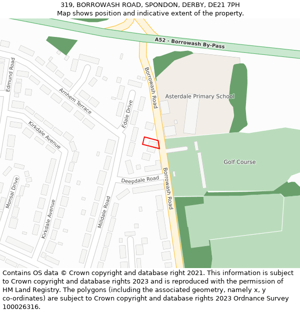 319, BORROWASH ROAD, SPONDON, DERBY, DE21 7PH: Location map and indicative extent of plot