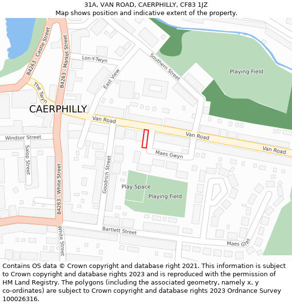 31A, VAN ROAD, CAERPHILLY, CF83 1JZ: Location map and indicative extent of plot