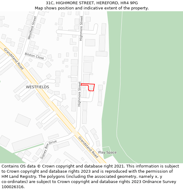 31C, HIGHMORE STREET, HEREFORD, HR4 9PG: Location map and indicative extent of plot