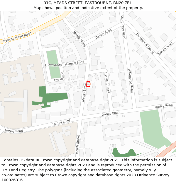 31C, MEADS STREET, EASTBOURNE, BN20 7RH: Location map and indicative extent of plot