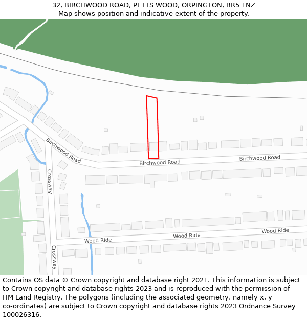 32, BIRCHWOOD ROAD, PETTS WOOD, ORPINGTON, BR5 1NZ: Location map and indicative extent of plot