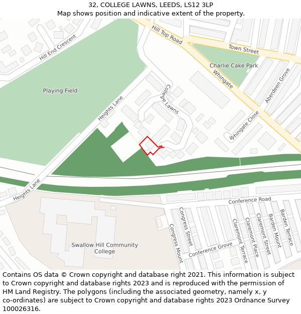 32, COLLEGE LAWNS, LEEDS, LS12 3LP: Location map and indicative extent of plot