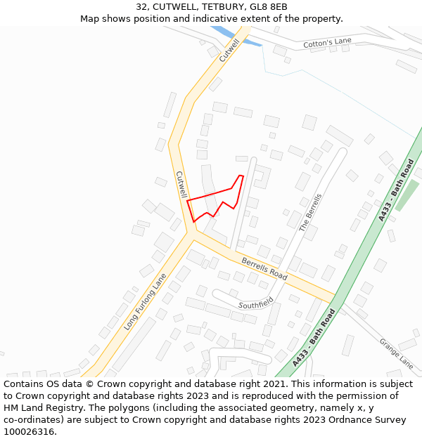 32, CUTWELL, TETBURY, GL8 8EB: Location map and indicative extent of plot