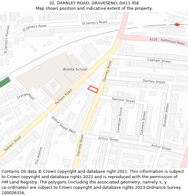 32, DARNLEY ROAD, GRAVESEND, DA11 0SE: Location map and indicative extent of plot