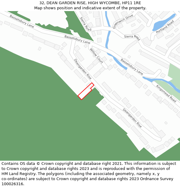 32, DEAN GARDEN RISE, HIGH WYCOMBE, HP11 1RE: Location map and indicative extent of plot