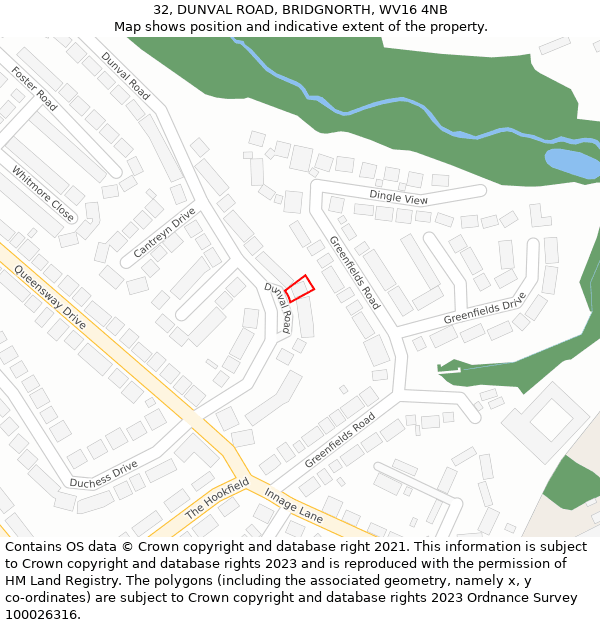 32, DUNVAL ROAD, BRIDGNORTH, WV16 4NB: Location map and indicative extent of plot