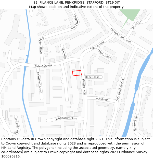 32, FILANCE LANE, PENKRIDGE, STAFFORD, ST19 5JT: Location map and indicative extent of plot