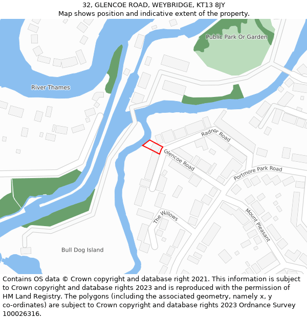 32, GLENCOE ROAD, WEYBRIDGE, KT13 8JY: Location map and indicative extent of plot