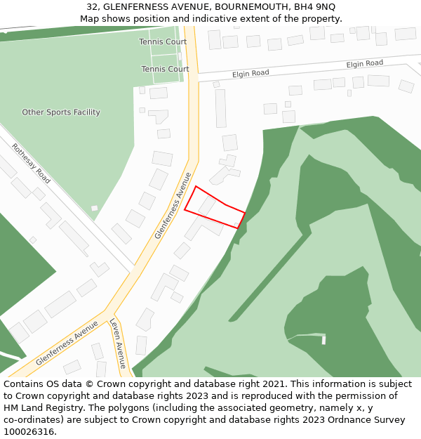 32, GLENFERNESS AVENUE, BOURNEMOUTH, BH4 9NQ: Location map and indicative extent of plot