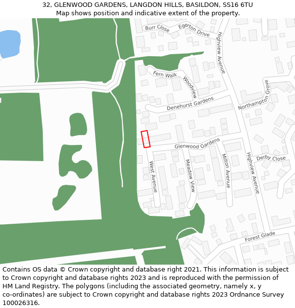 32, GLENWOOD GARDENS, LANGDON HILLS, BASILDON, SS16 6TU: Location map and indicative extent of plot