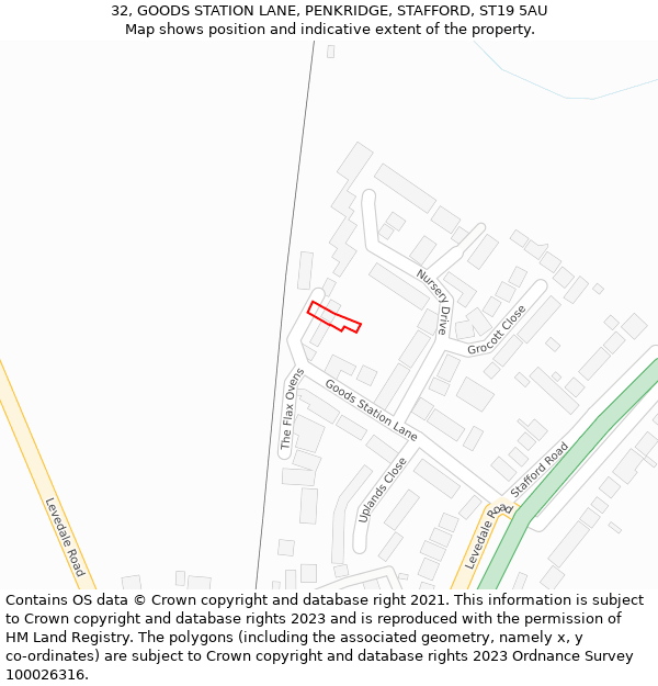 32, GOODS STATION LANE, PENKRIDGE, STAFFORD, ST19 5AU: Location map and indicative extent of plot