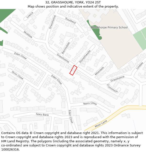 32, GRASSHOLME, YORK, YO24 2ST: Location map and indicative extent of plot