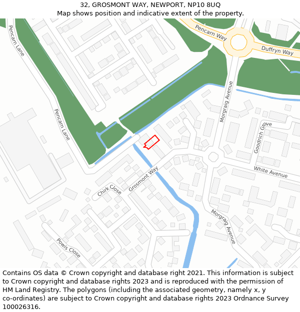 32, GROSMONT WAY, NEWPORT, NP10 8UQ: Location map and indicative extent of plot