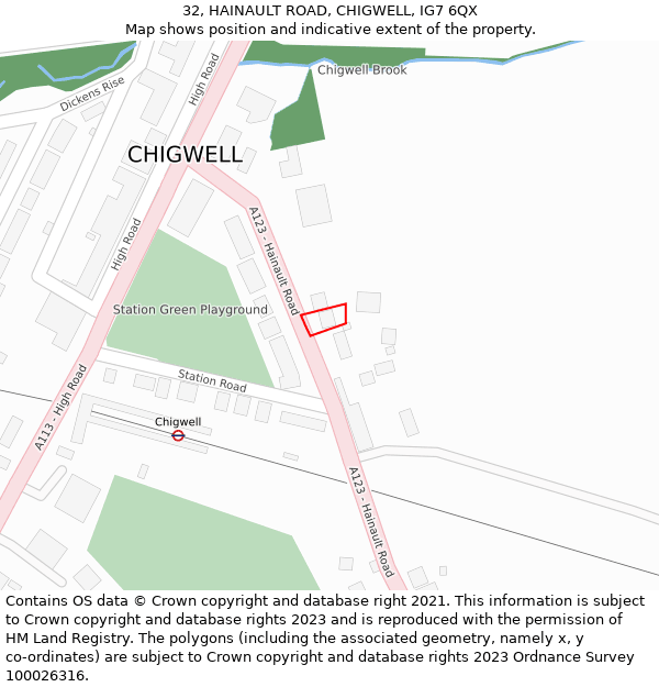 32, HAINAULT ROAD, CHIGWELL, IG7 6QX: Location map and indicative extent of plot