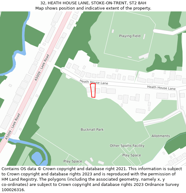 32, HEATH HOUSE LANE, STOKE-ON-TRENT, ST2 8AH: Location map and indicative extent of plot