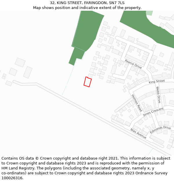 32, KING STREET, FARINGDON, SN7 7LS: Location map and indicative extent of plot