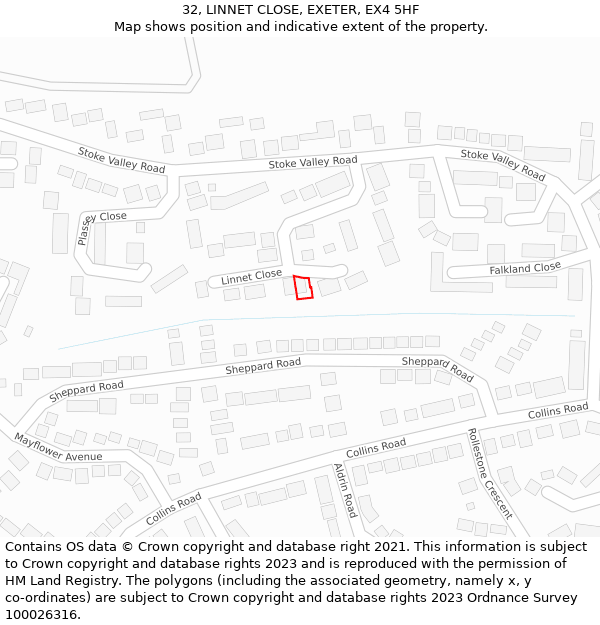 32, LINNET CLOSE, EXETER, EX4 5HF: Location map and indicative extent of plot