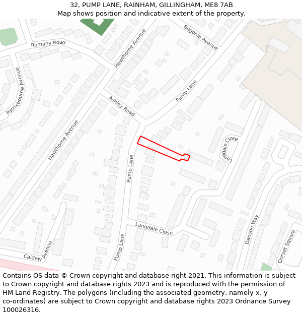 32, PUMP LANE, RAINHAM, GILLINGHAM, ME8 7AB: Location map and indicative extent of plot