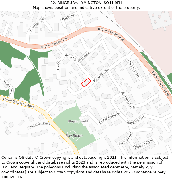 32, RINGBURY, LYMINGTON, SO41 9FH: Location map and indicative extent of plot