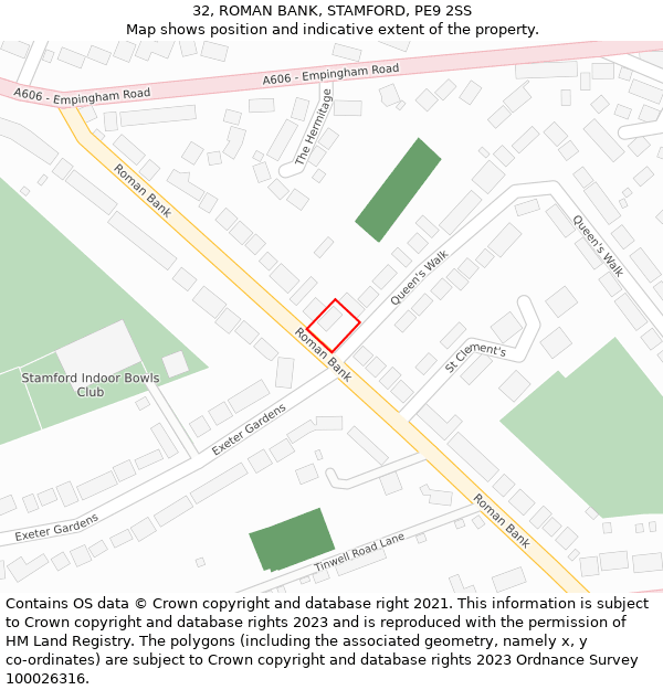 32, ROMAN BANK, STAMFORD, PE9 2SS: Location map and indicative extent of plot