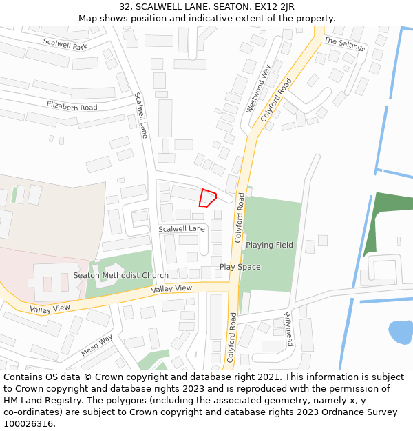 32, SCALWELL LANE, SEATON, EX12 2JR: Location map and indicative extent of plot