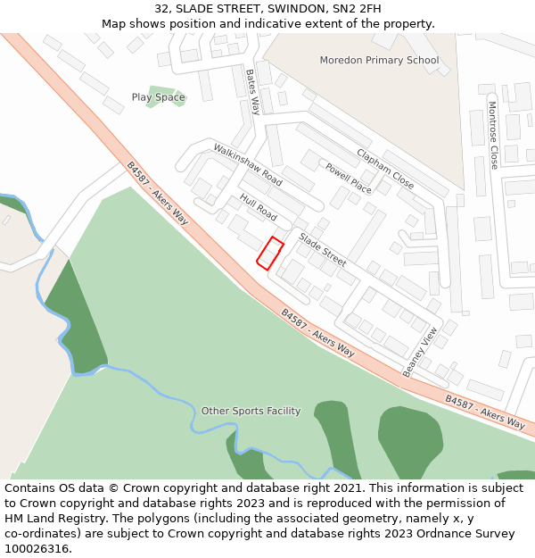 32, SLADE STREET, SWINDON, SN2 2FH: Location map and indicative extent of plot