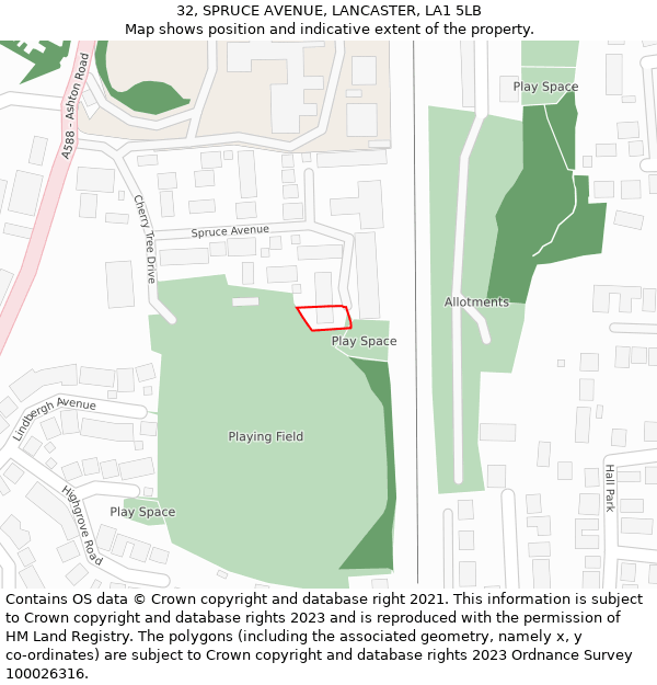 32, SPRUCE AVENUE, LANCASTER, LA1 5LB: Location map and indicative extent of plot