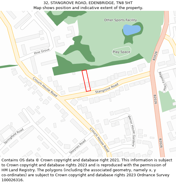 32, STANGROVE ROAD, EDENBRIDGE, TN8 5HT: Location map and indicative extent of plot