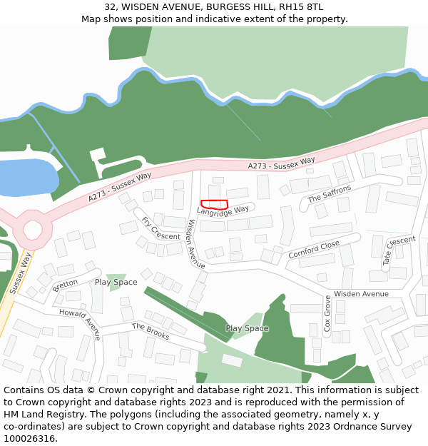 32, WISDEN AVENUE, BURGESS HILL, RH15 8TL: Location map and indicative extent of plot