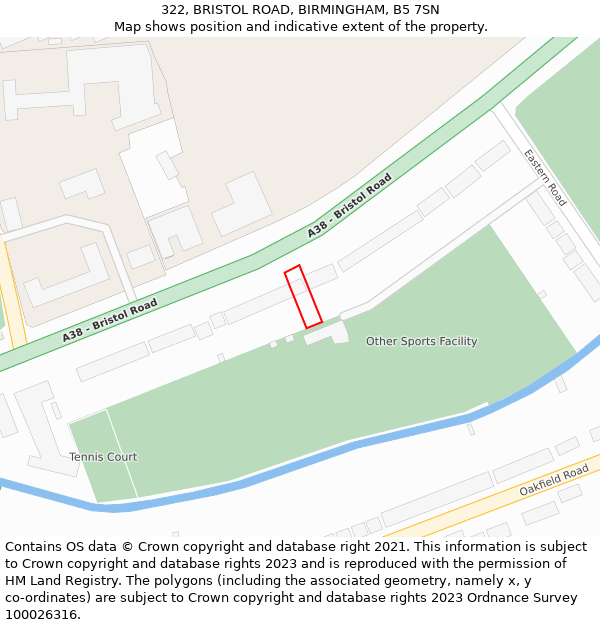 322, BRISTOL ROAD, BIRMINGHAM, B5 7SN: Location map and indicative extent of plot