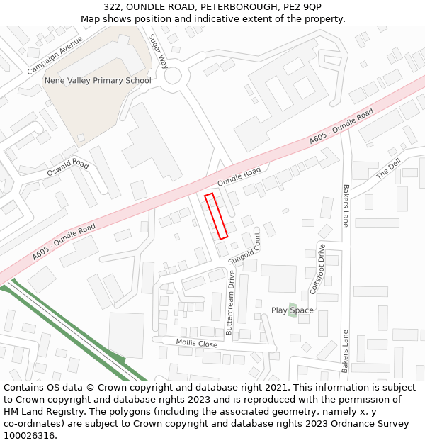 322, OUNDLE ROAD, PETERBOROUGH, PE2 9QP: Location map and indicative extent of plot