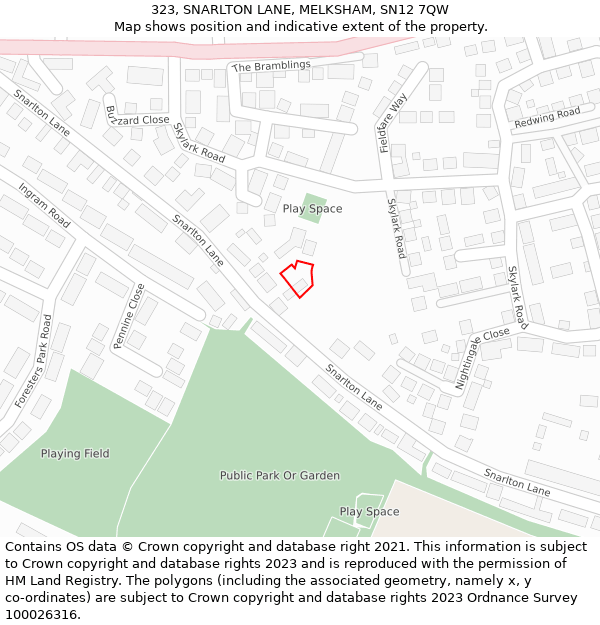 323, SNARLTON LANE, MELKSHAM, SN12 7QW: Location map and indicative extent of plot