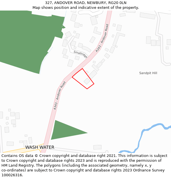 327, ANDOVER ROAD, NEWBURY, RG20 0LN: Location map and indicative extent of plot