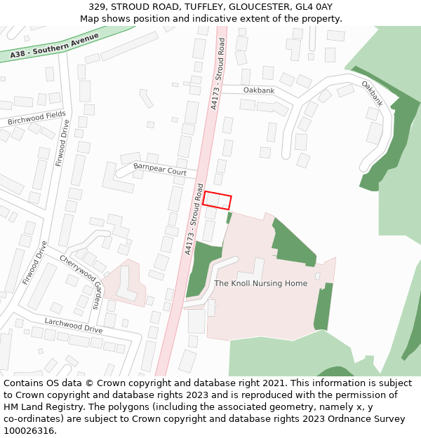 329, STROUD ROAD, TUFFLEY, GLOUCESTER, GL4 0AY: Location map and indicative extent of plot