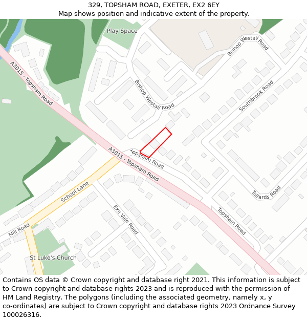 329, TOPSHAM ROAD, EXETER, EX2 6EY: Location map and indicative extent of plot