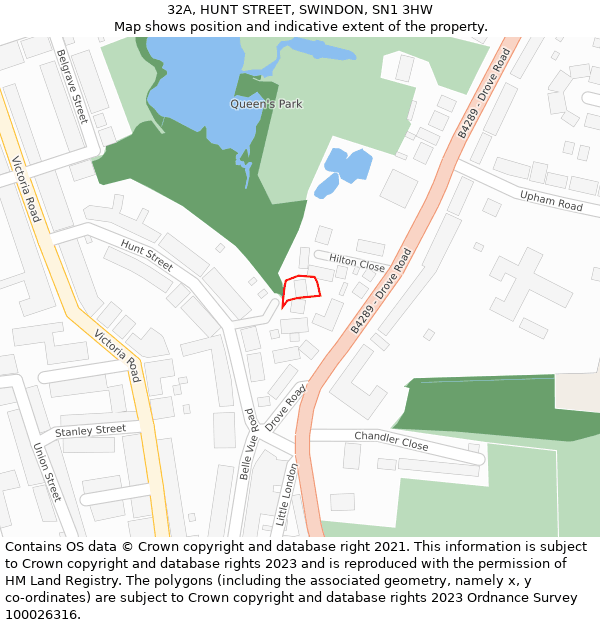 32A, HUNT STREET, SWINDON, SN1 3HW: Location map and indicative extent of plot