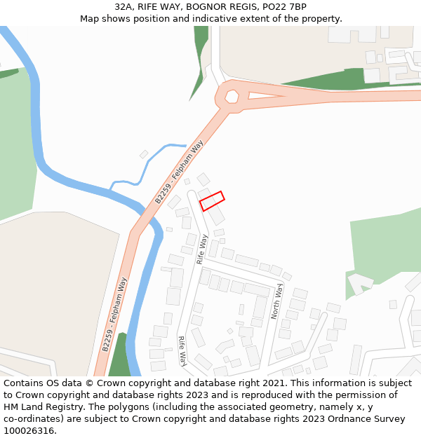 32A, RIFE WAY, BOGNOR REGIS, PO22 7BP: Location map and indicative extent of plot