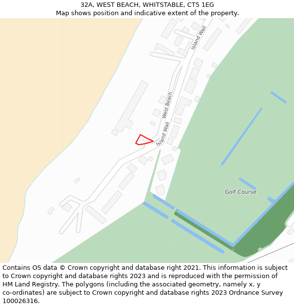 32A, WEST BEACH, WHITSTABLE, CT5 1EG: Location map and indicative extent of plot