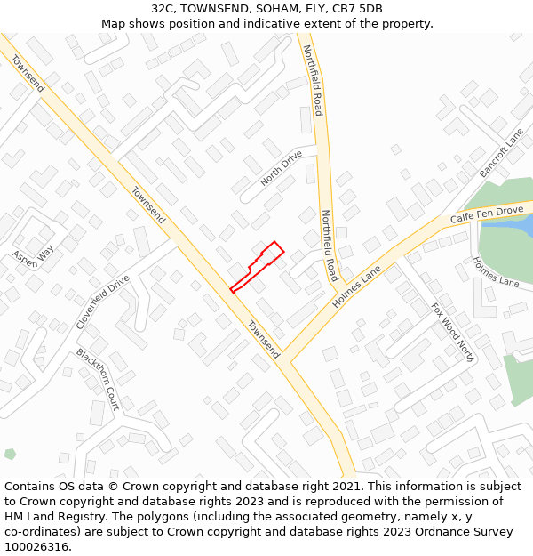 32C, TOWNSEND, SOHAM, ELY, CB7 5DB: Location map and indicative extent of plot