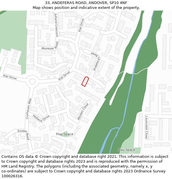 33, ANDEFERAS ROAD, ANDOVER, SP10 4NF: Location map and indicative extent of plot