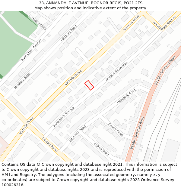 33, ANNANDALE AVENUE, BOGNOR REGIS, PO21 2ES: Location map and indicative extent of plot