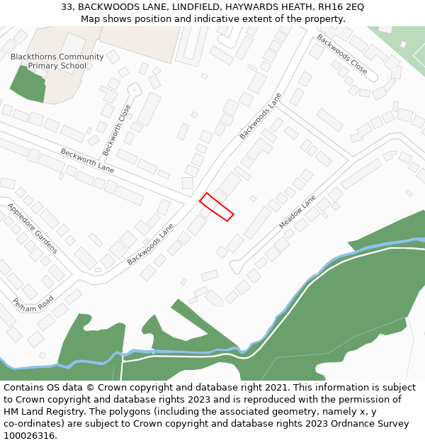 33, BACKWOODS LANE, LINDFIELD, HAYWARDS HEATH, RH16 2EQ: Location map and indicative extent of plot