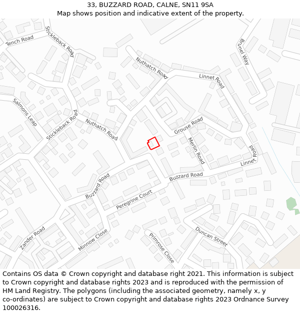 33, BUZZARD ROAD, CALNE, SN11 9SA: Location map and indicative extent of plot