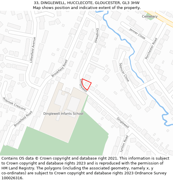 33, DINGLEWELL, HUCCLECOTE, GLOUCESTER, GL3 3HW: Location map and indicative extent of plot