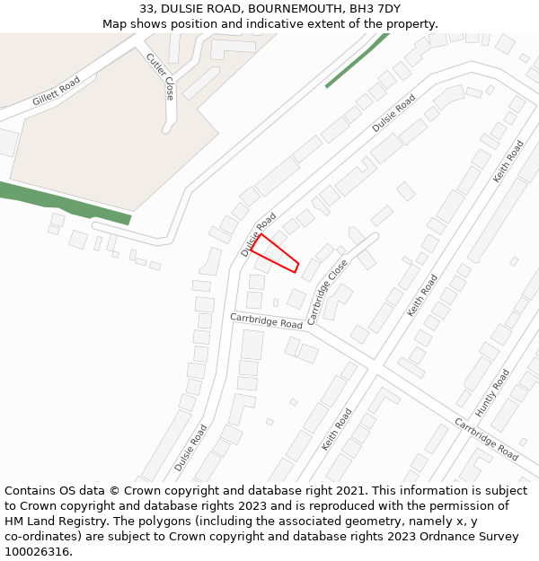 33, DULSIE ROAD, BOURNEMOUTH, BH3 7DY: Location map and indicative extent of plot