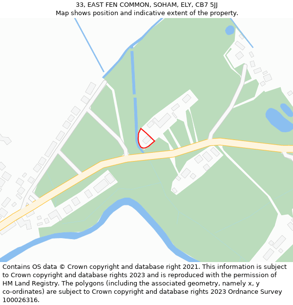 33, EAST FEN COMMON, SOHAM, ELY, CB7 5JJ: Location map and indicative extent of plot