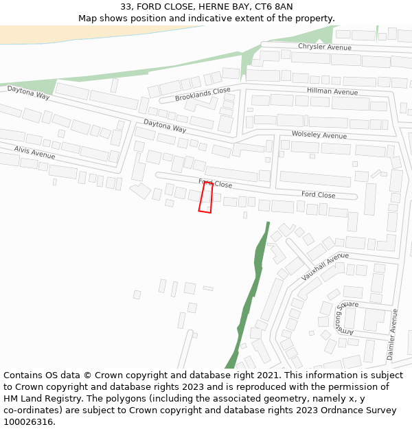 33, FORD CLOSE, HERNE BAY, CT6 8AN: Location map and indicative extent of plot