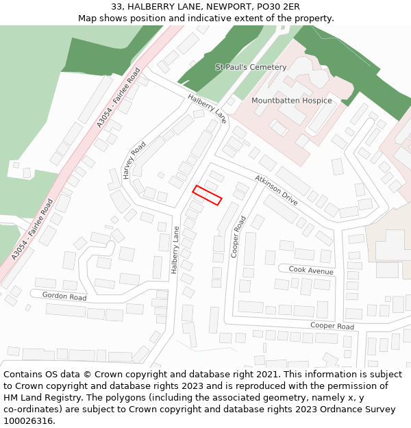 33, HALBERRY LANE, NEWPORT, PO30 2ER: Location map and indicative extent of plot