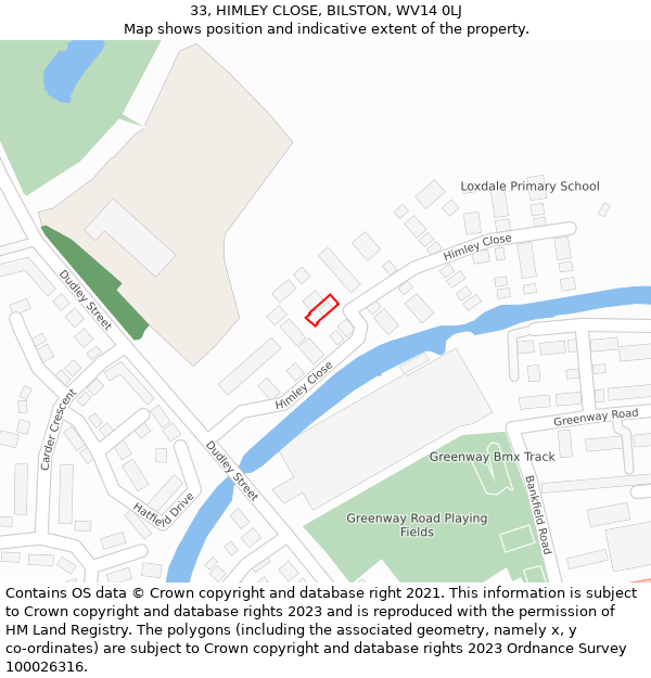 33, HIMLEY CLOSE, BILSTON, WV14 0LJ: Location map and indicative extent of plot